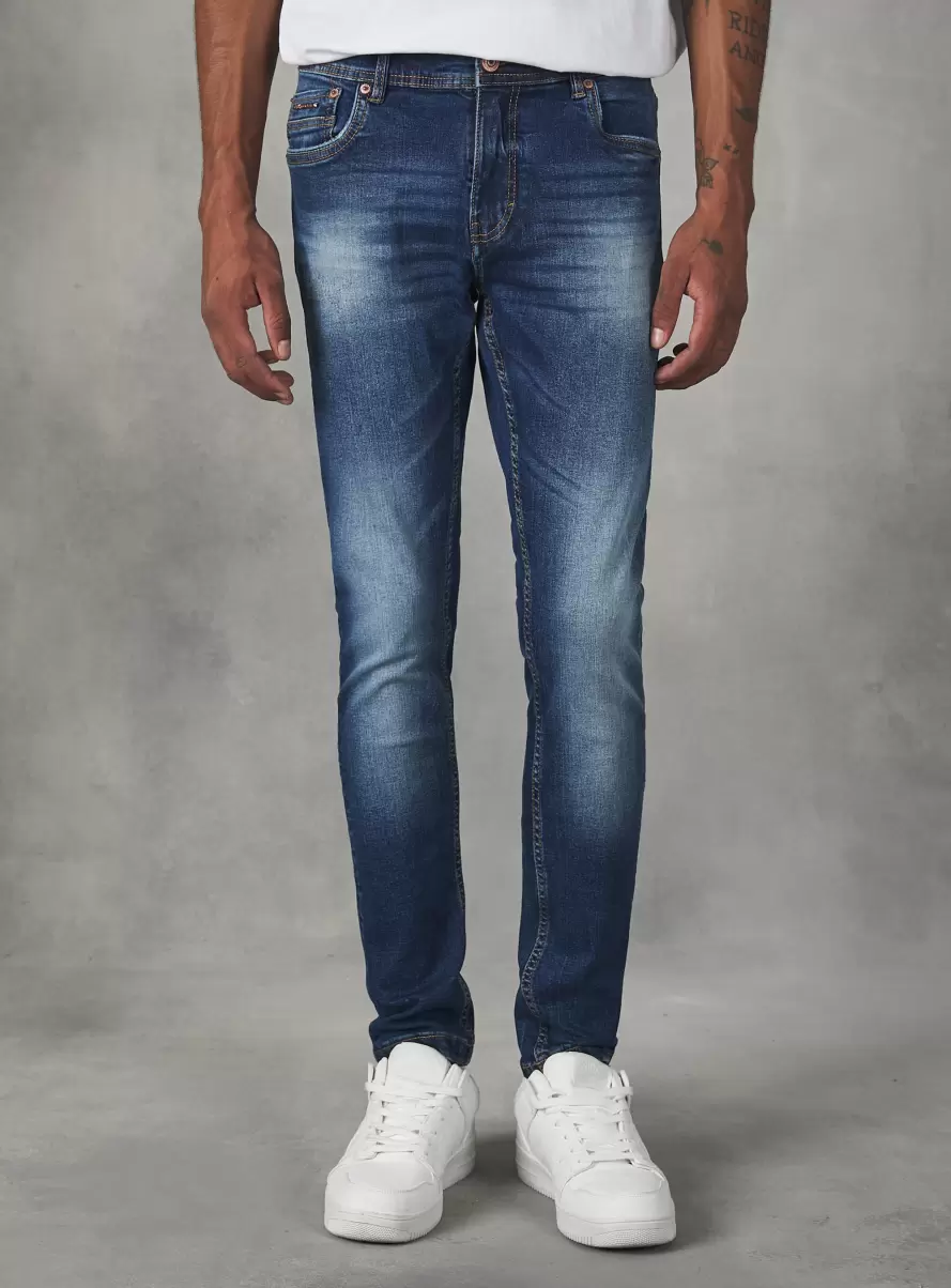 Super Skinny Jeans In Stretch Denim Denim Days D002 Medium Dark Blue Men - 1