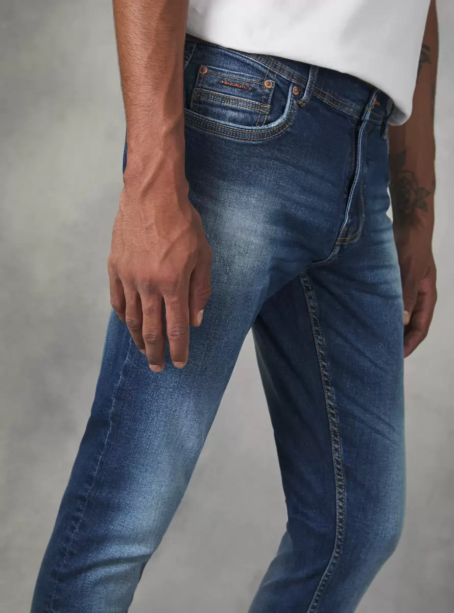 Super Skinny Jeans In Stretch Denim Denim Days D002 Medium Dark Blue Men - 2
