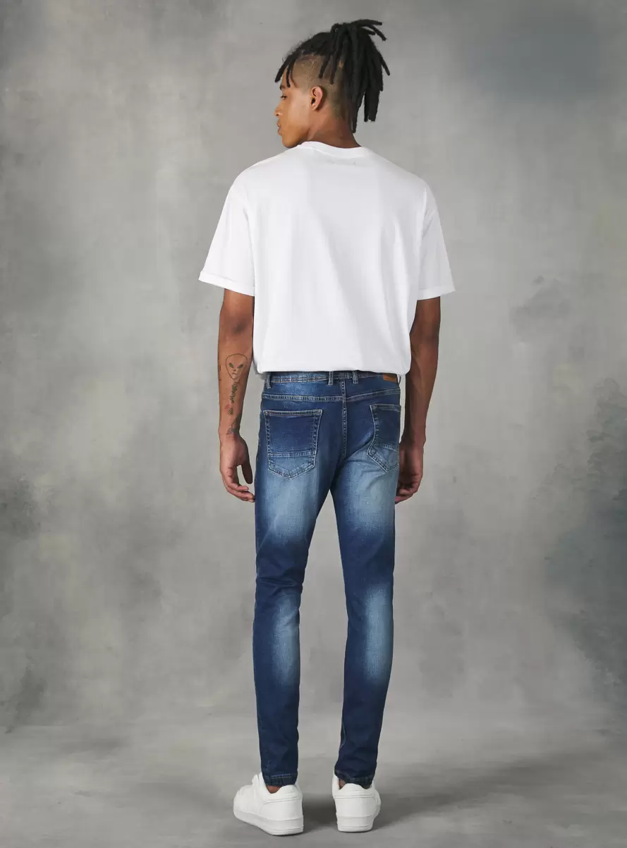 Super Skinny Jeans In Stretch Denim Denim Days D002 Medium Dark Blue Men - 3