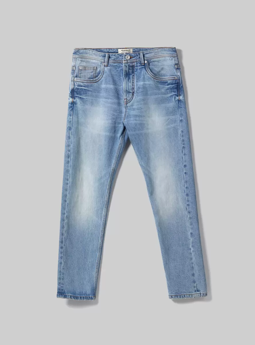 Denim Days Men D004 Medium Light Blue Slim Fit Cotton Jeans - 4