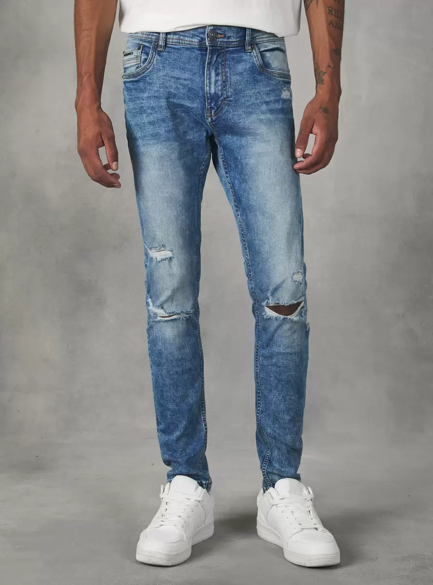 Men D005 Light Blue Super Skinny Jeans With Breaks In Stretch Denim Denim Days - 1