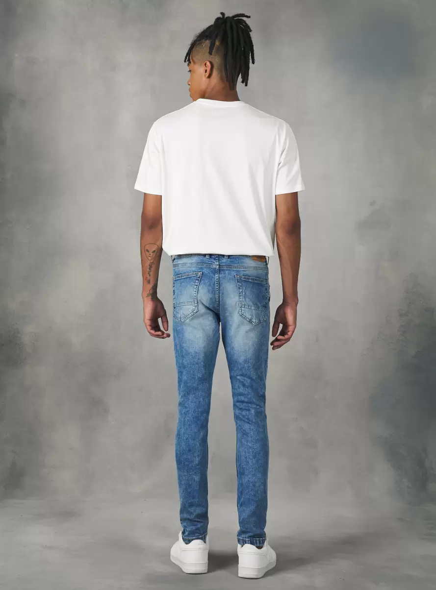 Men D005 Light Blue Super Skinny Jeans With Breaks In Stretch Denim Denim Days - 3