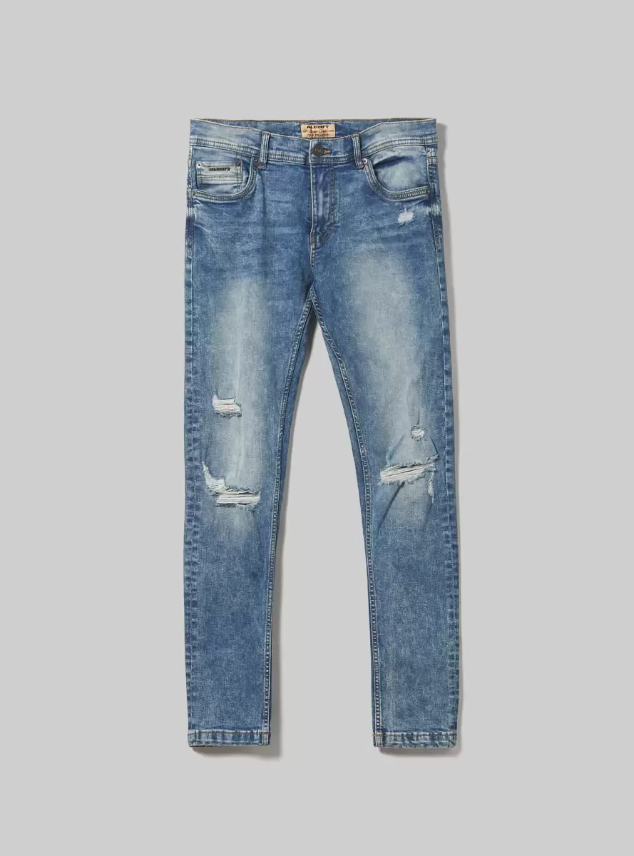 Men D005 Light Blue Super Skinny Jeans With Breaks In Stretch Denim Denim Days - 4