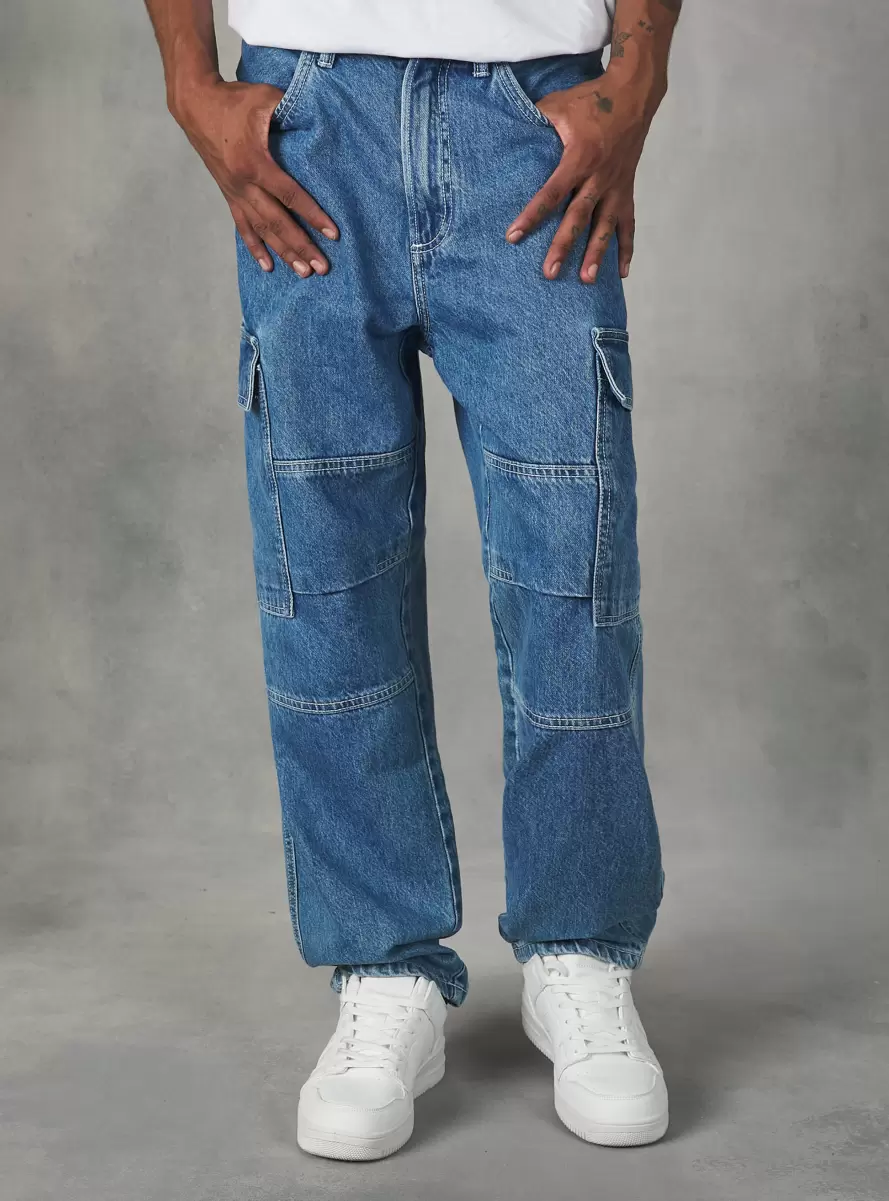 Cargo Jeans With Contrast Stitching D003 Medium Blue Denim Days Men - 1