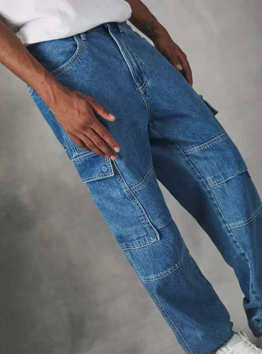 Cargo Jeans With Contrast Stitching D003 Medium Blue Denim Days Men - 2