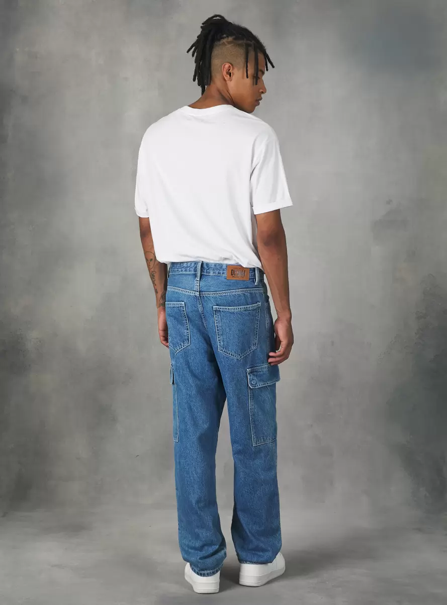 Cargo Jeans With Contrast Stitching D003 Medium Blue Denim Days Men - 3