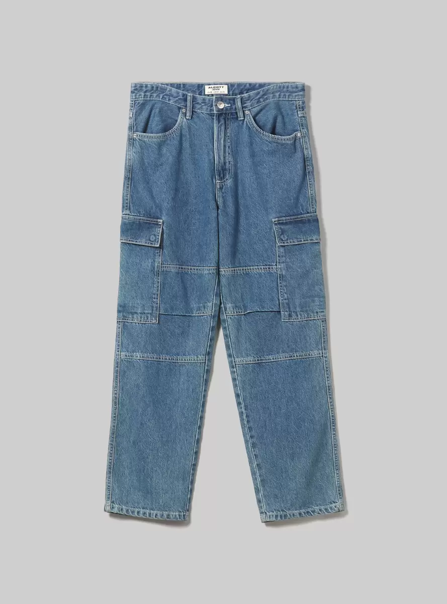Cargo Jeans With Contrast Stitching D003 Medium Blue Denim Days Men - 4
