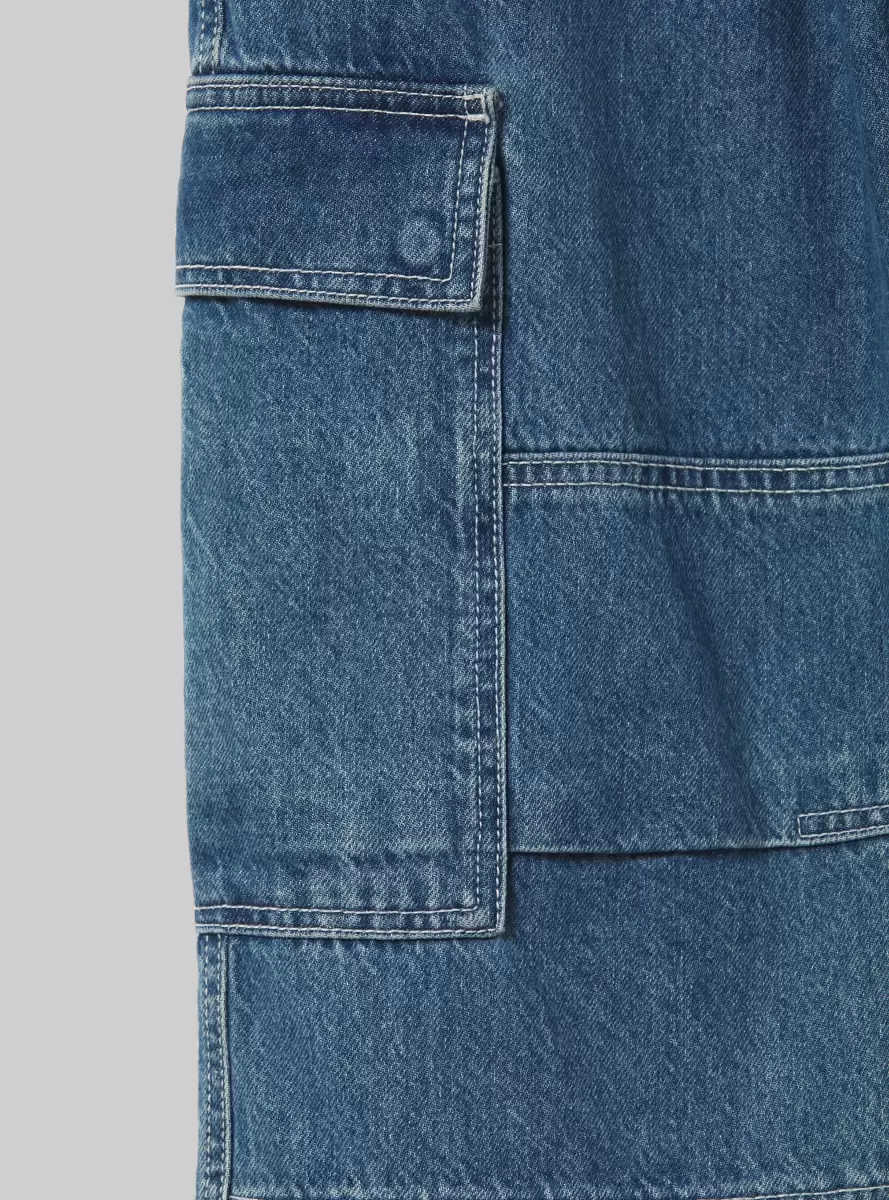 Cargo Jeans With Contrast Stitching D003 Medium Blue Denim Days Men - 5