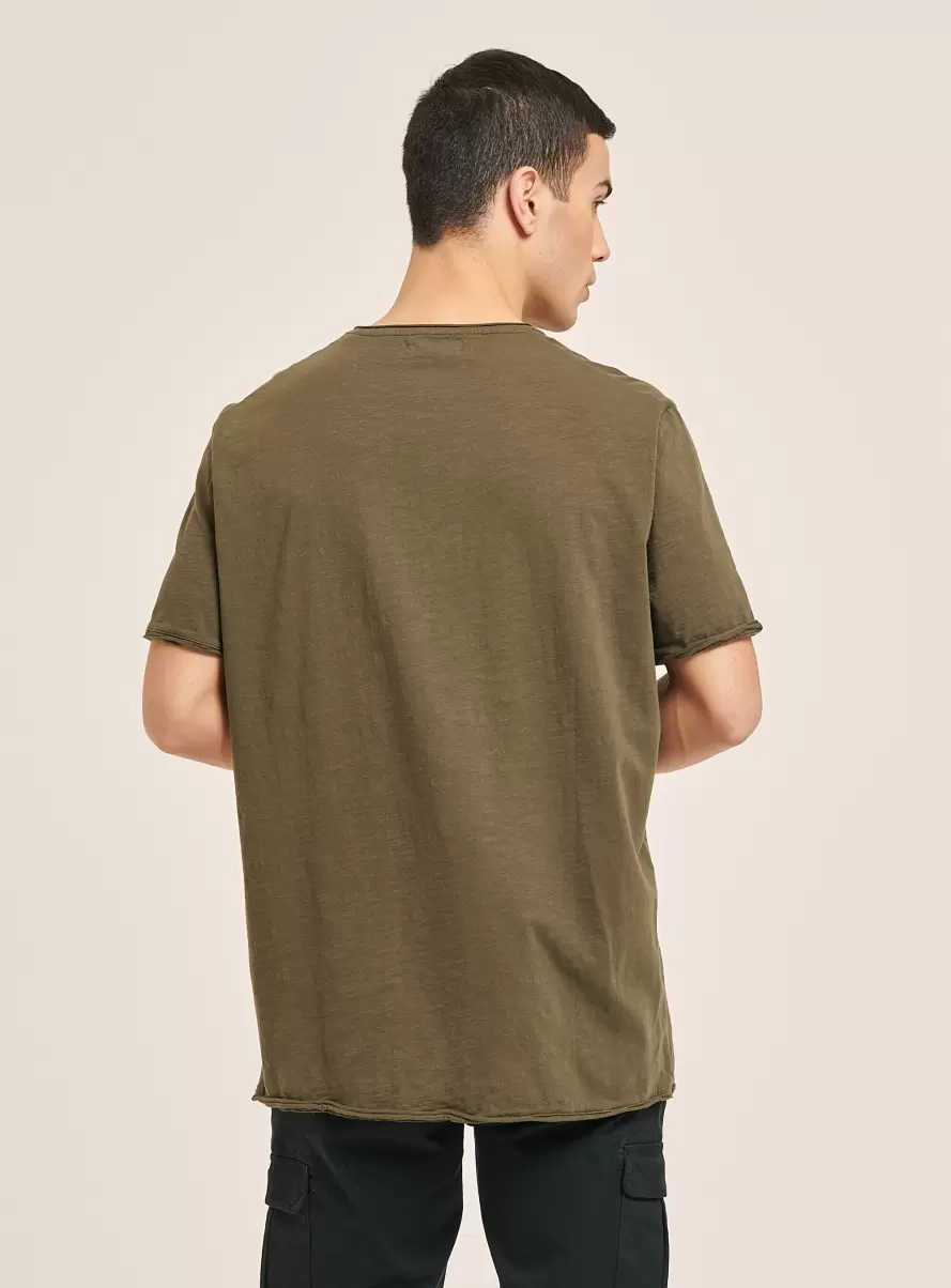 T-Shirt Kaki Basic Plain Cotton T-Shirt Men - 3
