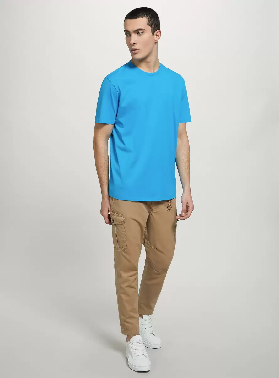 Cotton Crew-Neck T-Shirt Men T-Shirt Az2 Azzurre Medium - 1
