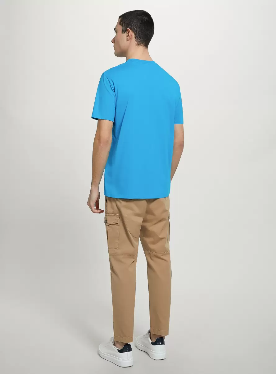 Cotton Crew-Neck T-Shirt Men T-Shirt Az2 Azzurre Medium - 3