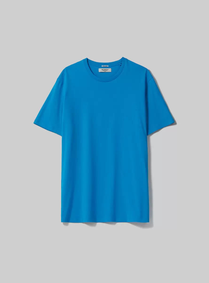 Cotton Crew-Neck T-Shirt Men T-Shirt Az2 Azzurre Medium - 4