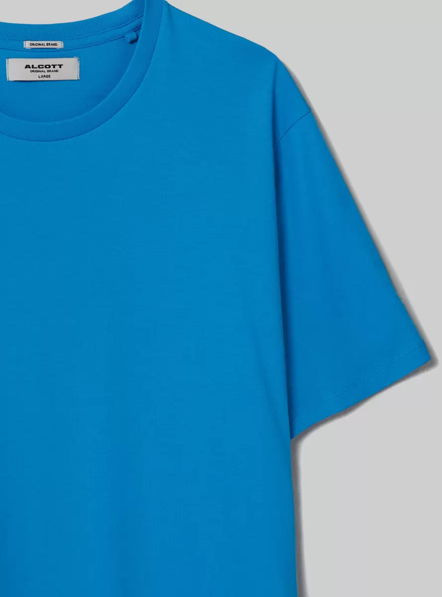 Cotton Crew-Neck T-Shirt Men T-Shirt Az2 Azzurre Medium - 5