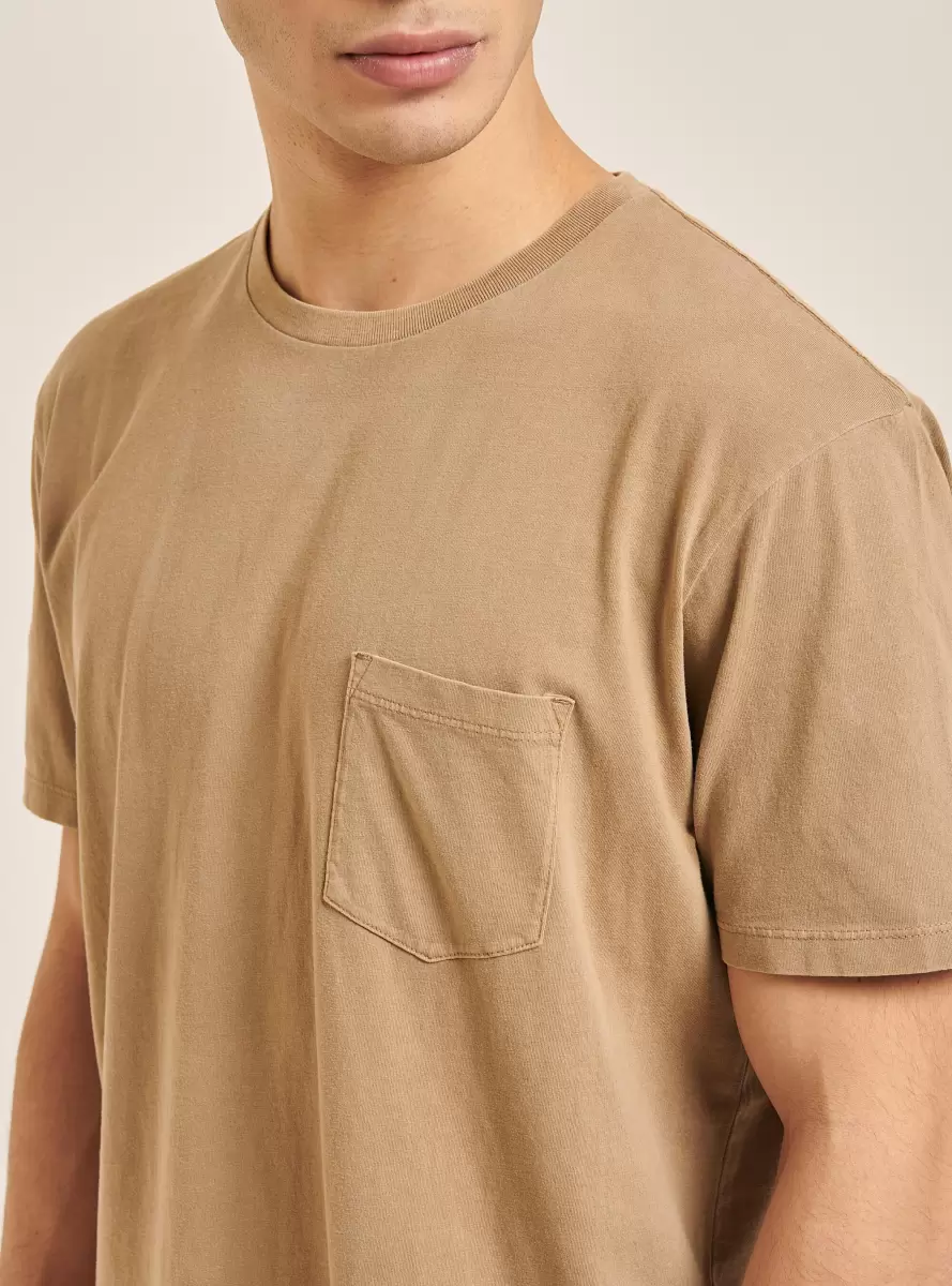 Maglietta Girocollo Con Taschino In Cotone Men C5555 L. Brown T-Shirt - 4