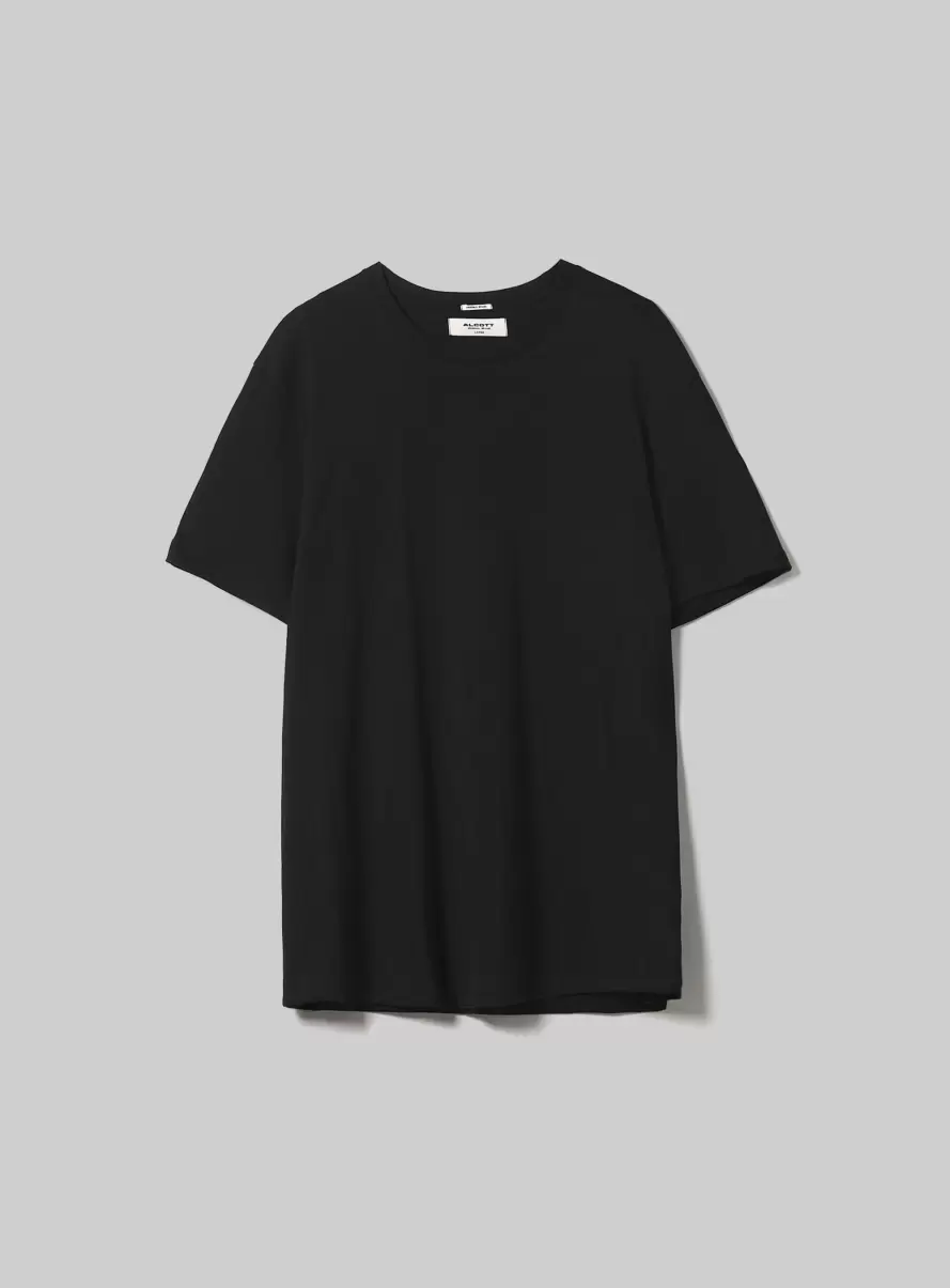 T-Shirt Men Cotton Crew-Neck T-Shirt Bk1 Black - 6
