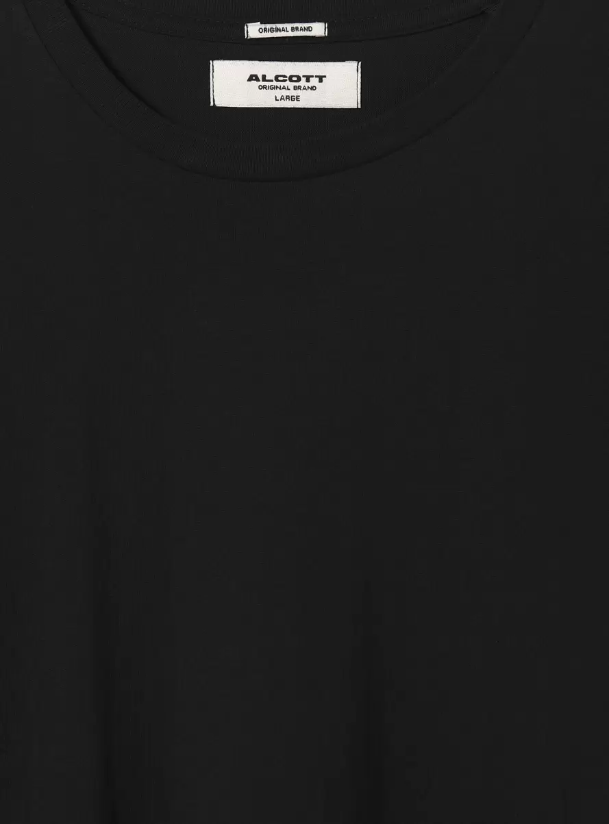 T-Shirt Men Cotton Crew-Neck T-Shirt Bk1 Black - 7