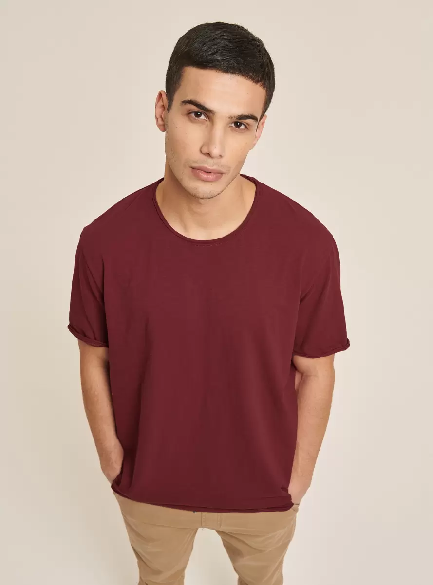 C3443 Bordeaux T-Shirt Men Basic Plain Cotton T-Shirt - 1