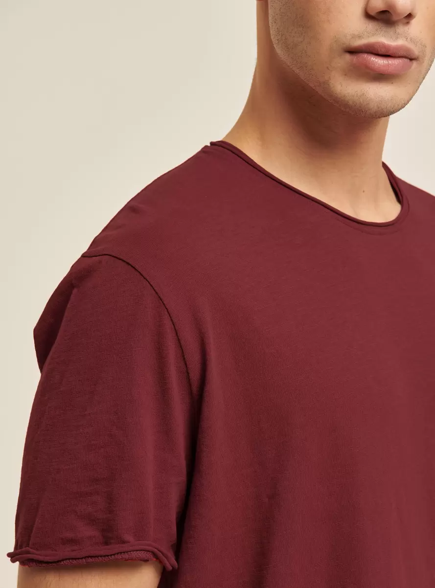 C3443 Bordeaux T-Shirt Men Basic Plain Cotton T-Shirt - 3