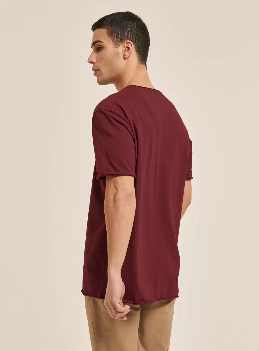 C3443 Bordeaux T-Shirt Men Basic Plain Cotton T-Shirt - 4