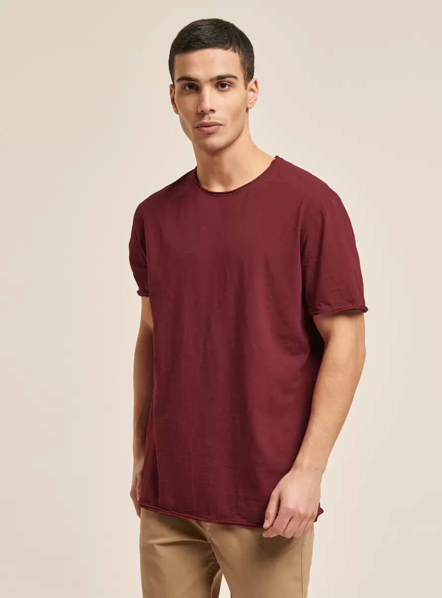 C3443 Bordeaux T-Shirt Men Basic Plain Cotton T-Shirt