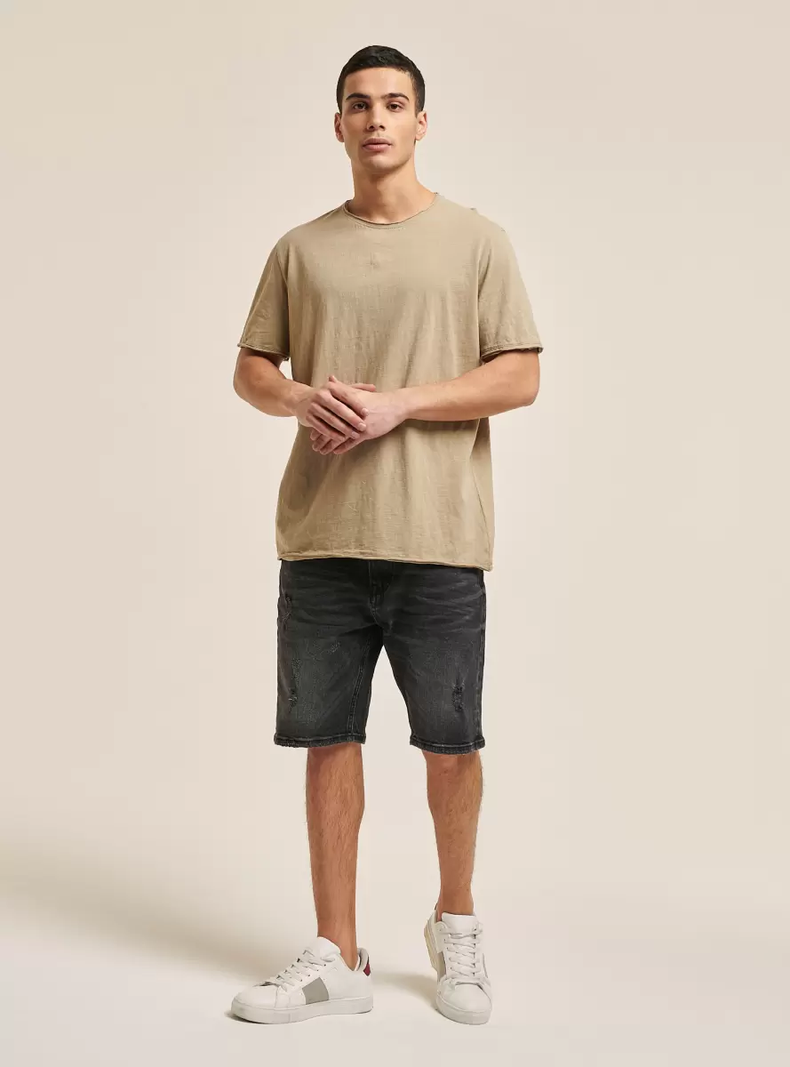 Basic Plain Cotton T-Shirt Men T-Shirt C1150 Sand - 1
