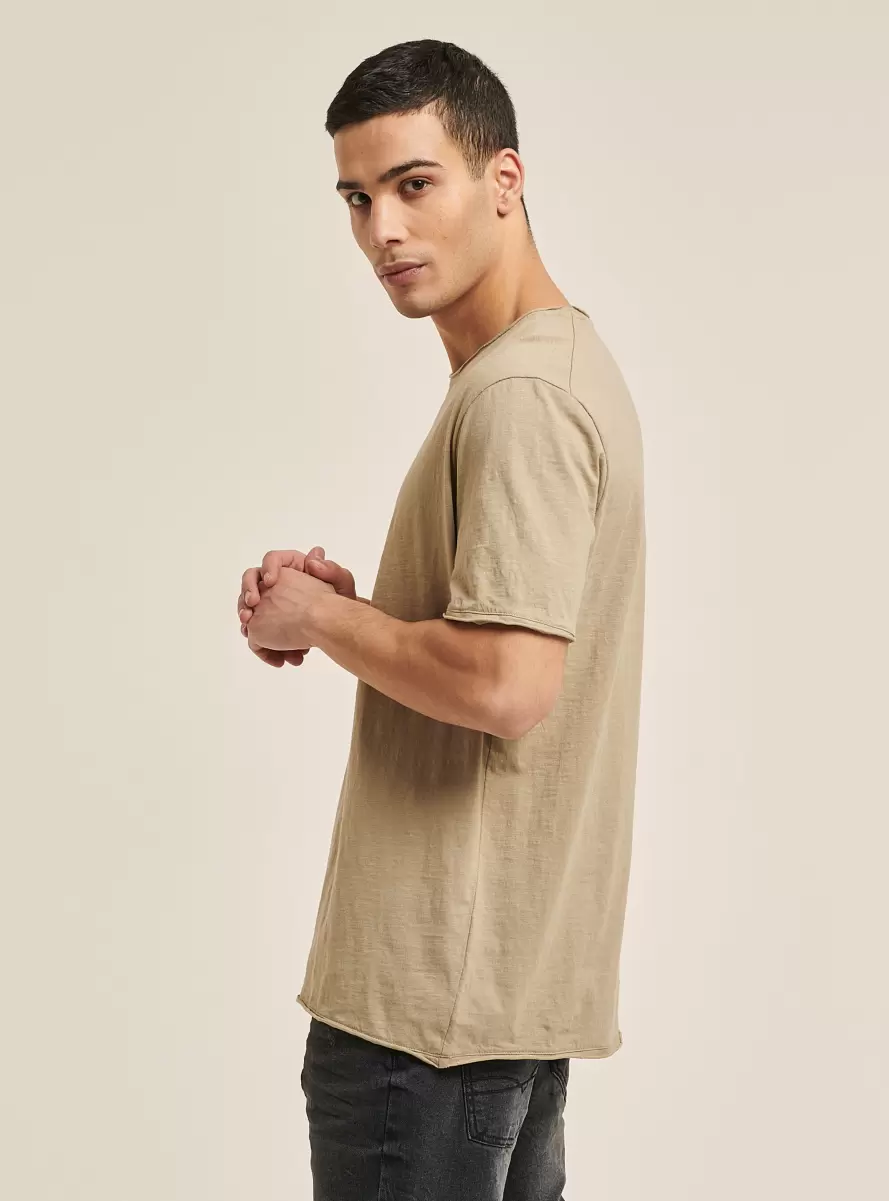 Basic Plain Cotton T-Shirt Men T-Shirt C1150 Sand - 2