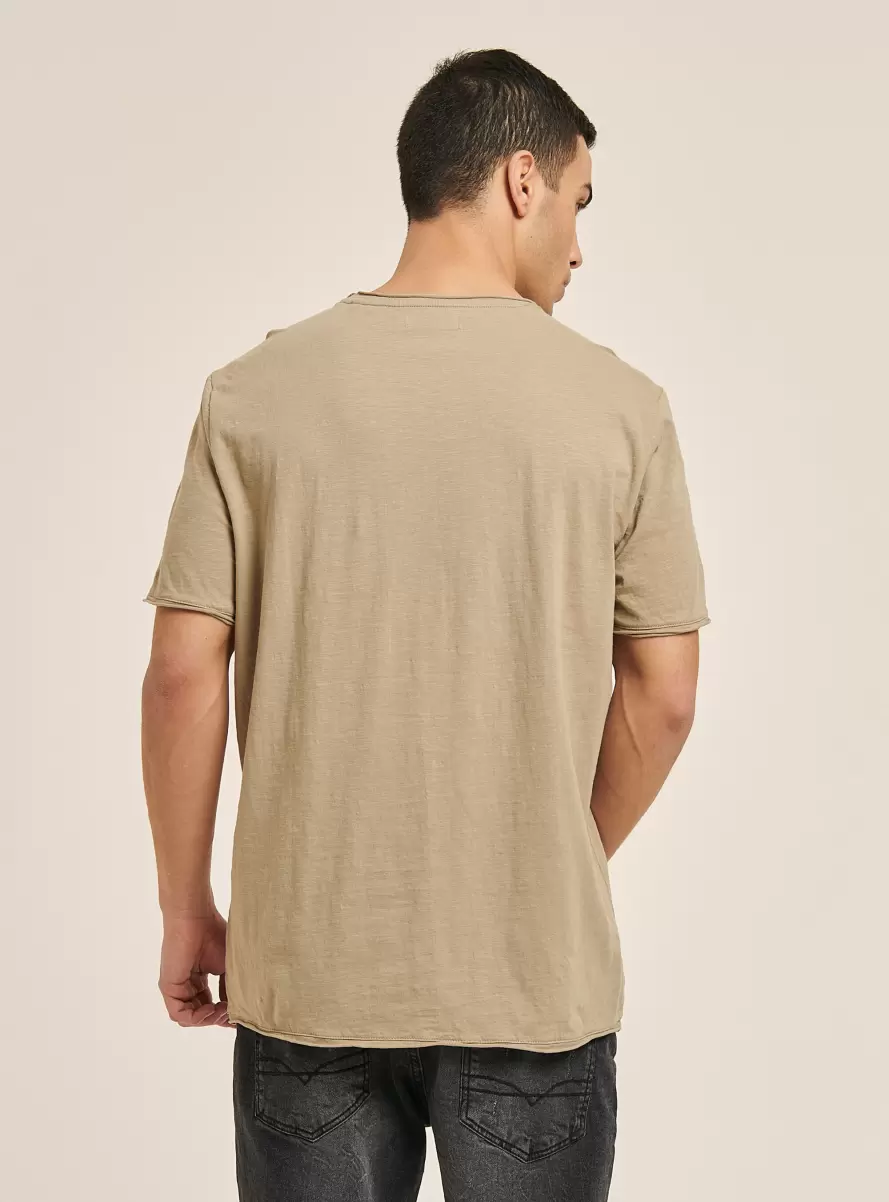 Basic Plain Cotton T-Shirt Men T-Shirt C1150 Sand - 3
