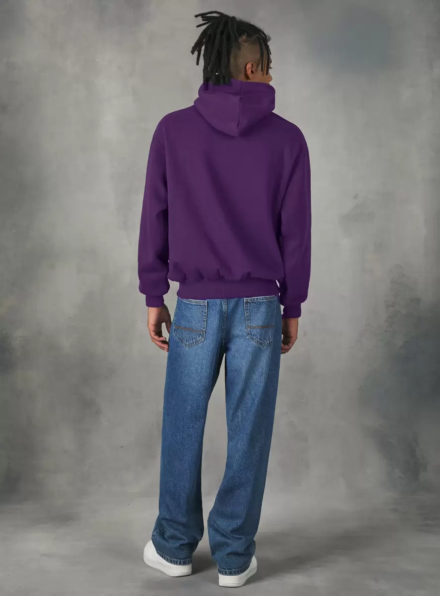 Men Sweatshirts Boxy Fit Hooded Sweatshirt Vi1 Violet Dark - 2