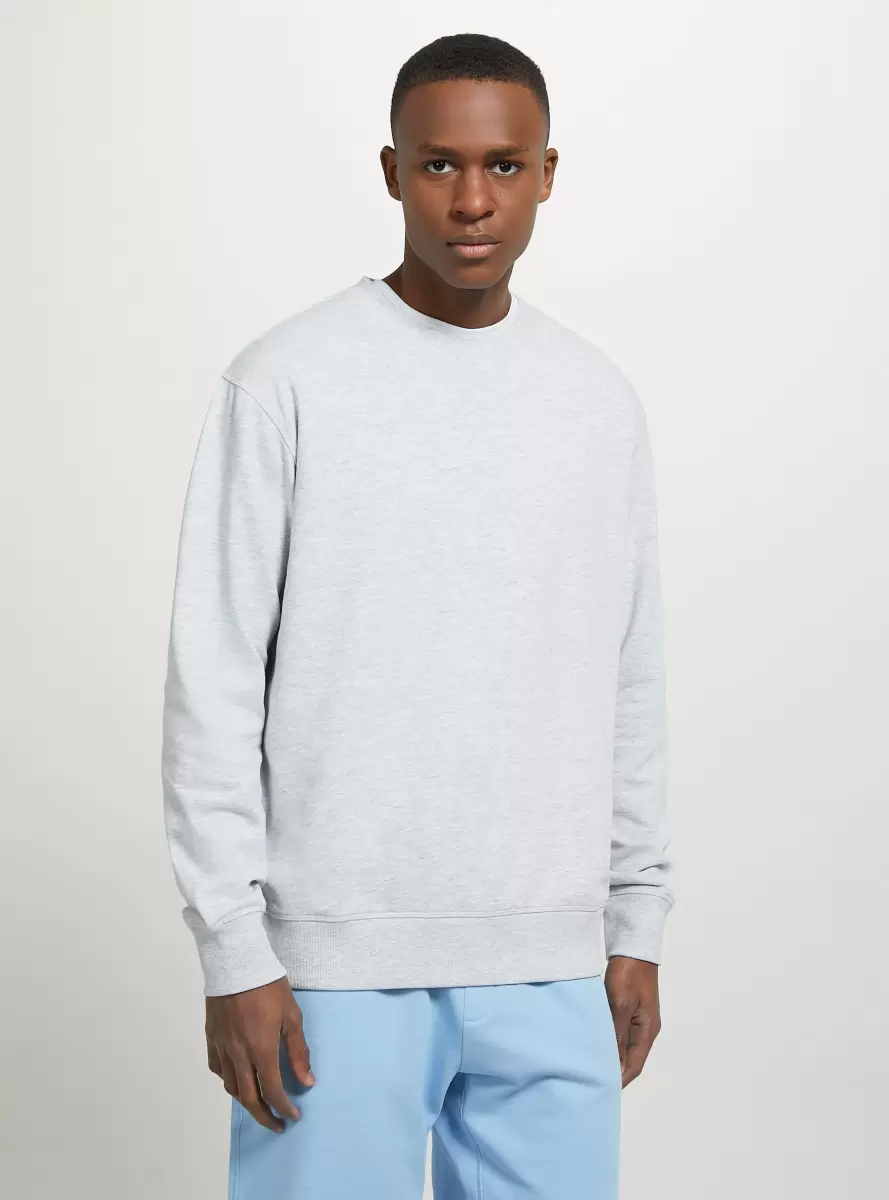 Men Mgy3 Grey Mel Light Sweatshirts Plain-Coloured Crew-Neck Sweatshirt - 1