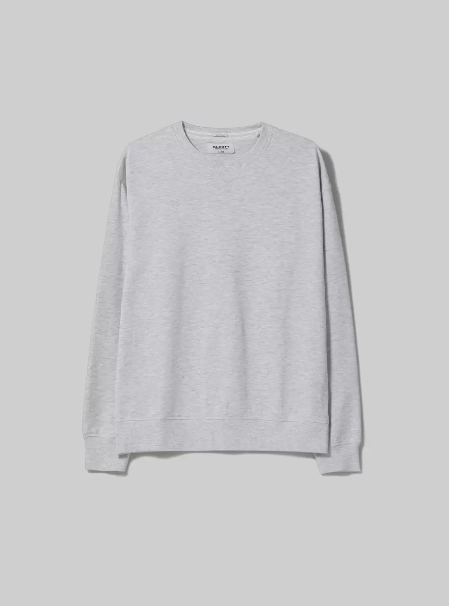 Men Mgy3 Grey Mel Light Sweatshirts Plain-Coloured Crew-Neck Sweatshirt - 4