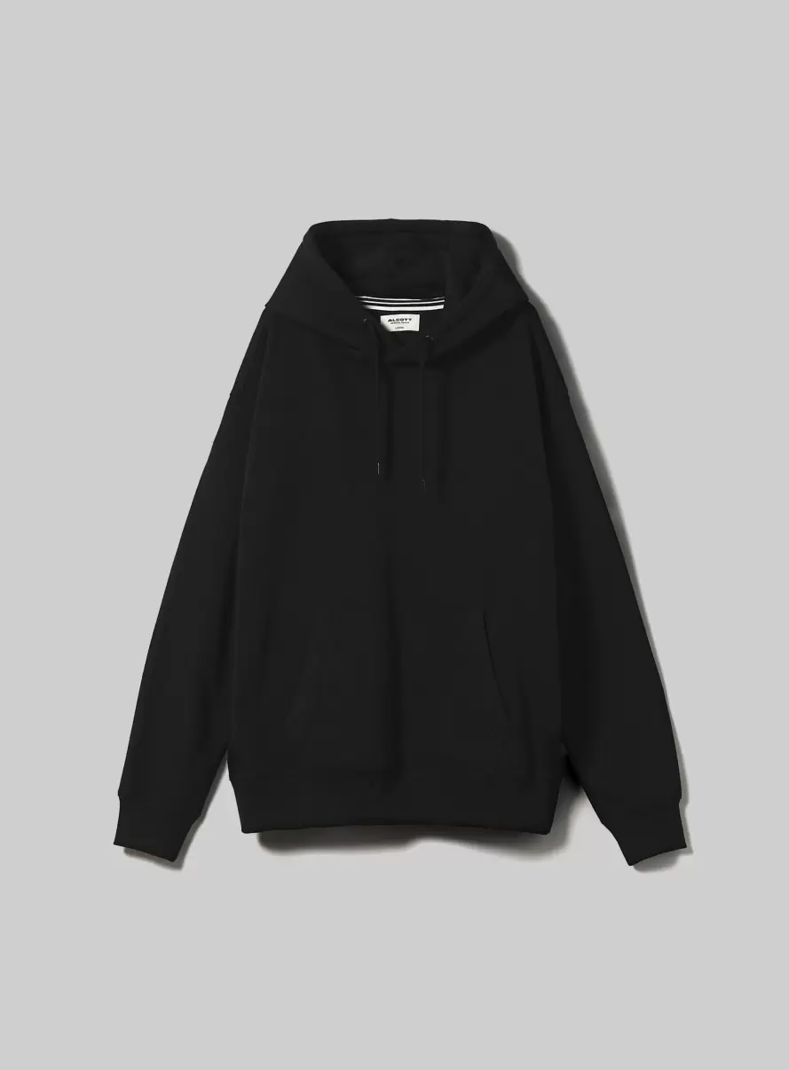 Sweatshirt With Hood And Pouch Pocket Bk1 Black Sweatshirts Men - 4