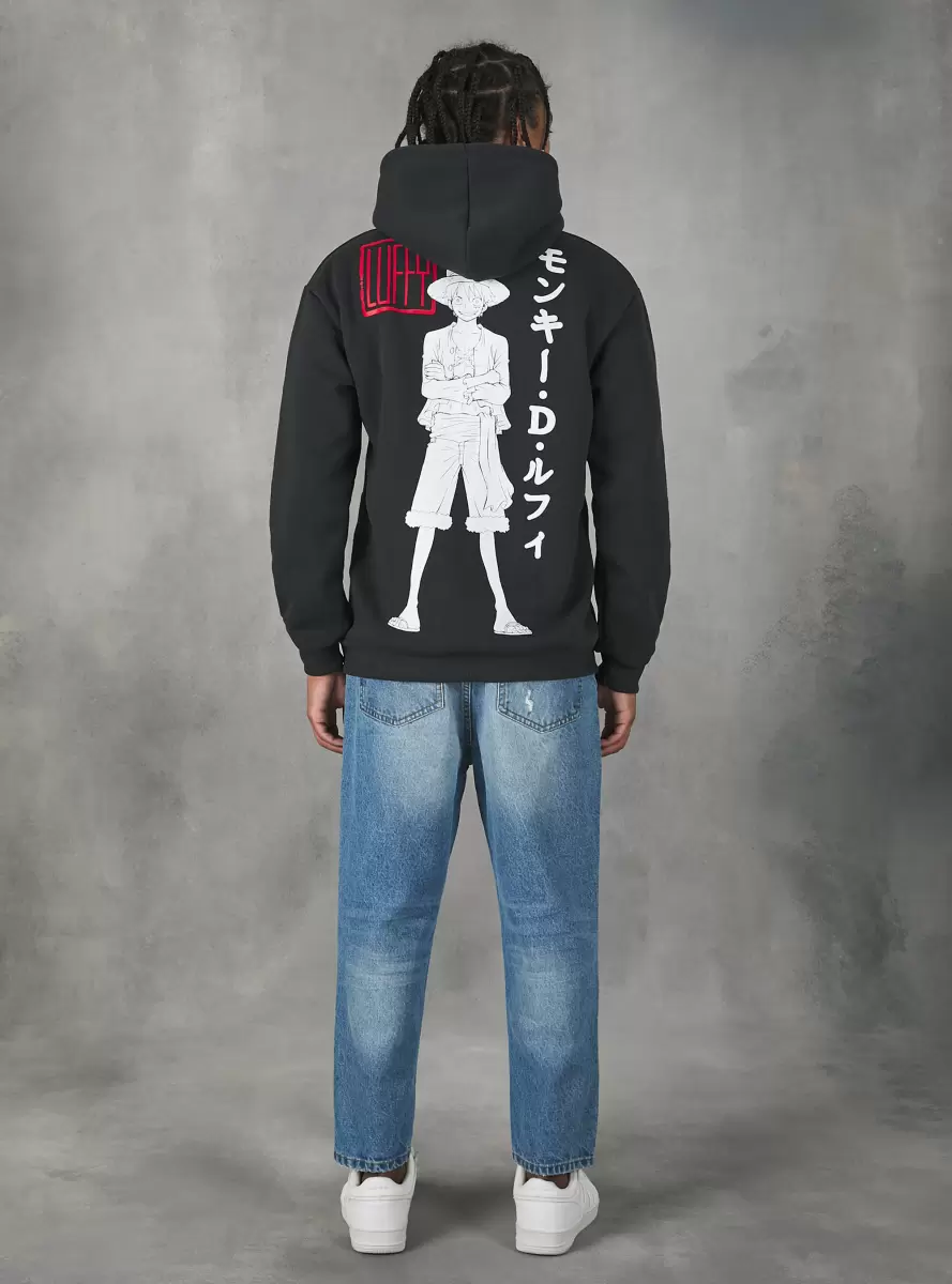 Men Felpa Con Grafica One Piece Bk3 Black Charcoal Sweatshirts - 3