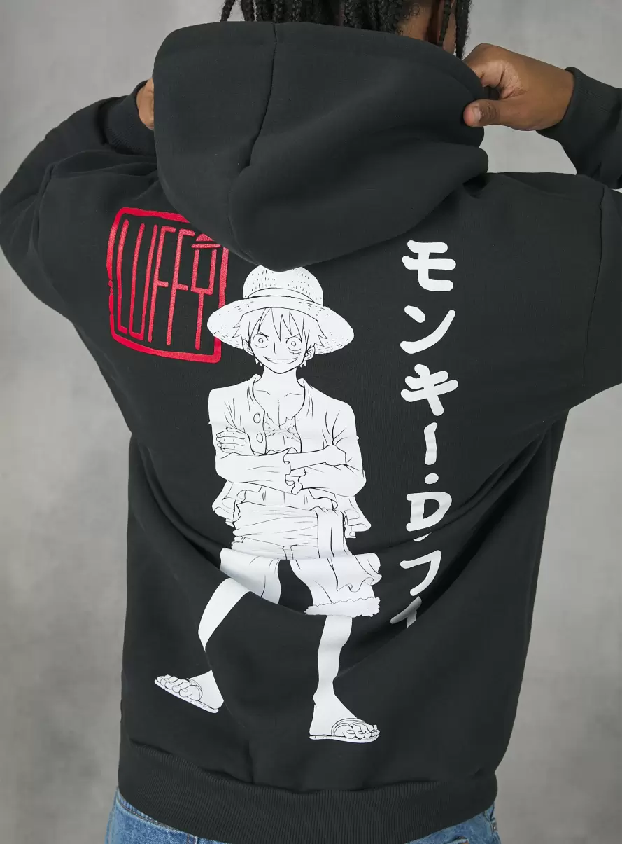 Men Felpa Con Grafica One Piece Bk3 Black Charcoal Sweatshirts