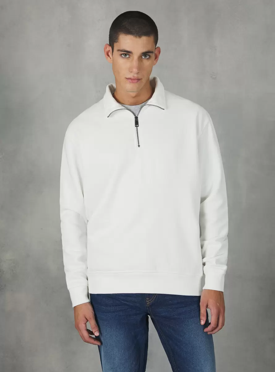 Plain-Coloured Half-Neck Sweatshirt Sweatshirts Wh2 White Men - 1