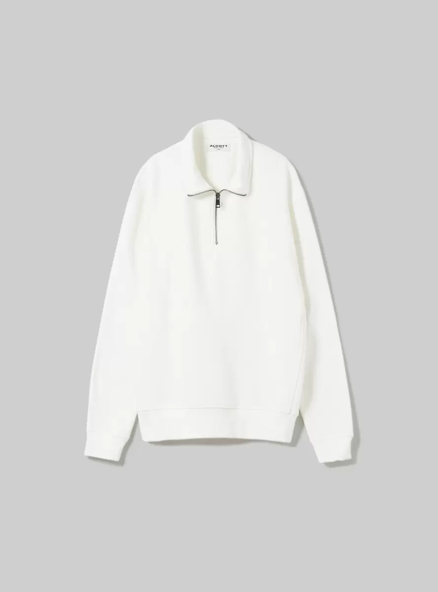 Plain-Coloured Half-Neck Sweatshirt Sweatshirts Wh2 White Men - 4