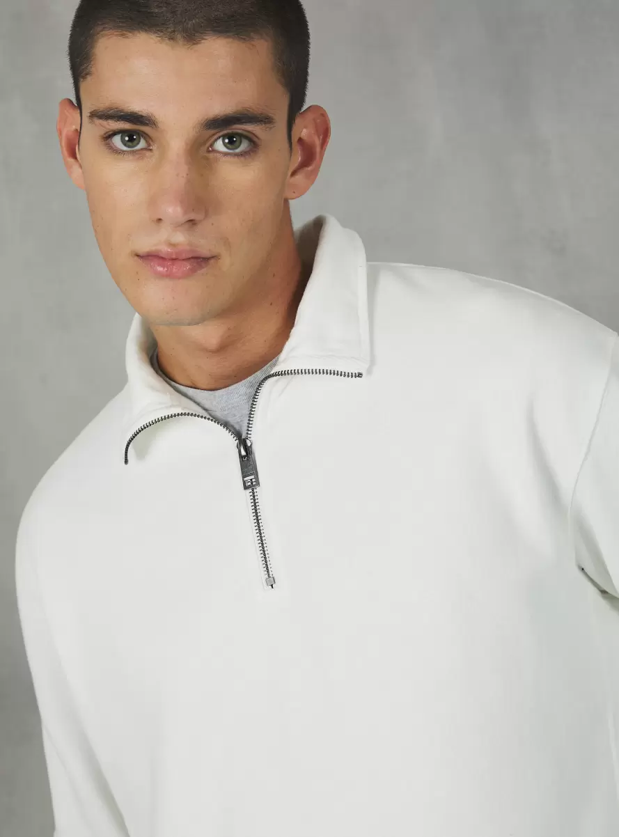 Plain-Coloured Half-Neck Sweatshirt Sweatshirts Wh2 White Men