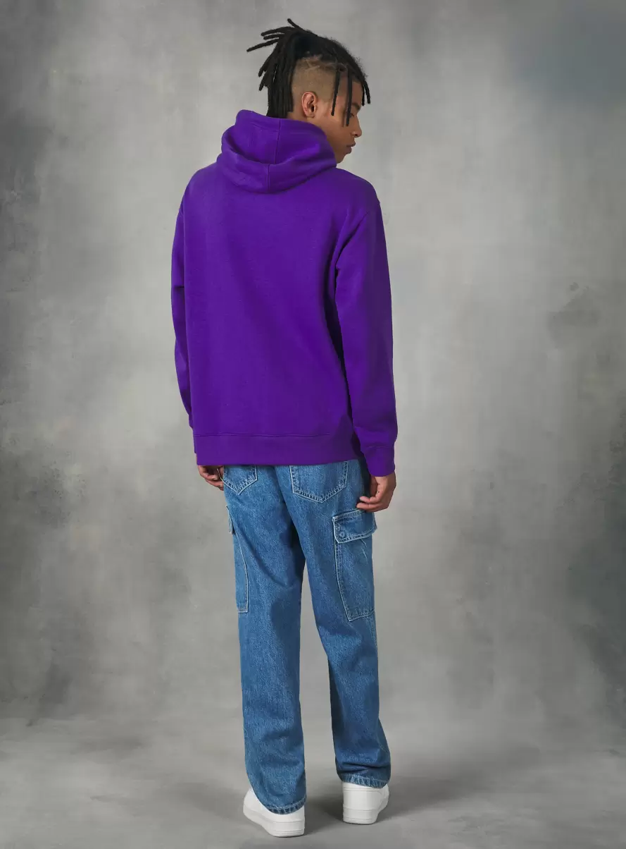 Vi2 Violet Medium Sweatshirts Men Sweatshirt With Hood And Pouch Pocket - 3