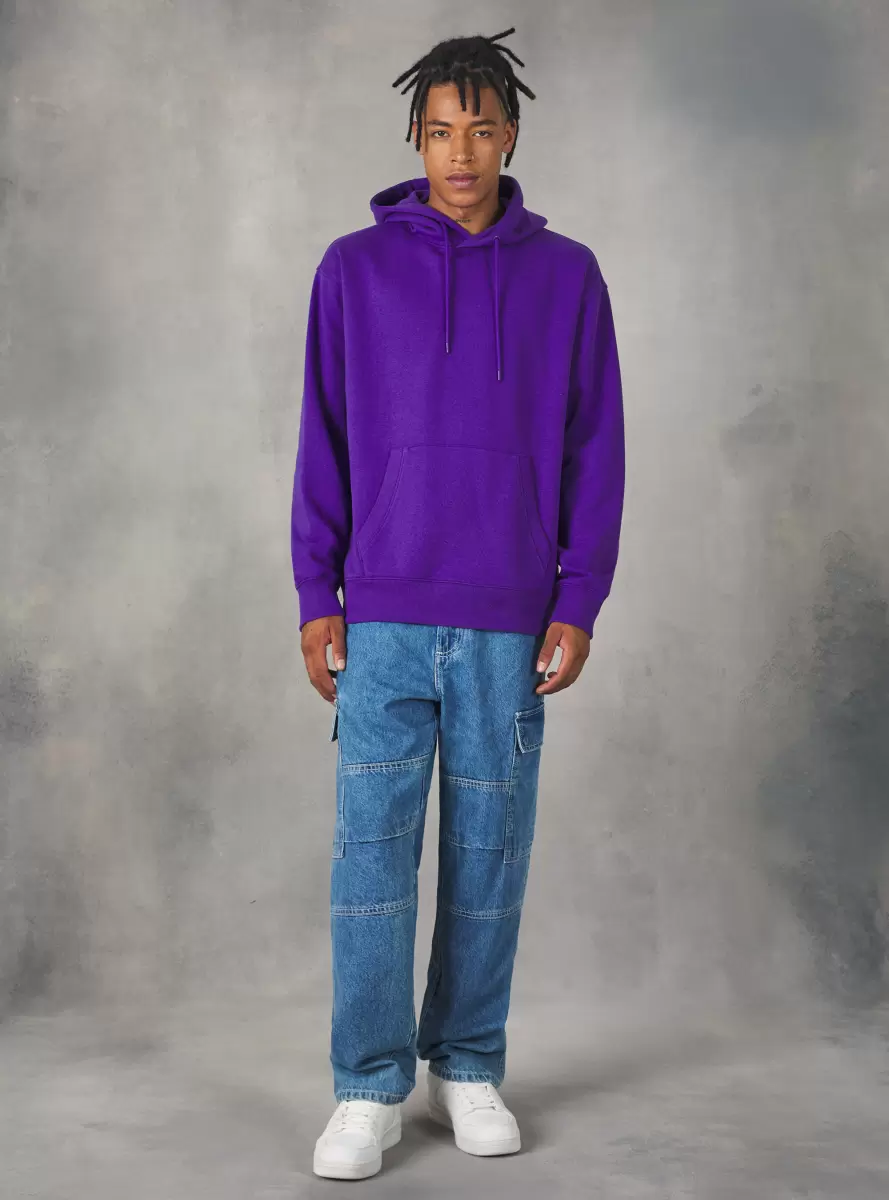 Vi2 Violet Medium Sweatshirts Men Sweatshirt With Hood And Pouch Pocket