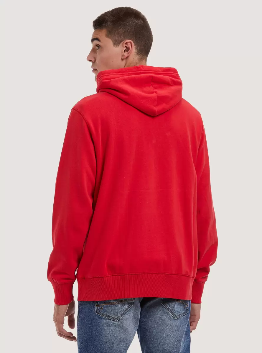 Men College Print Hoodie Sweatshirts Rd2 Red Medium - 2