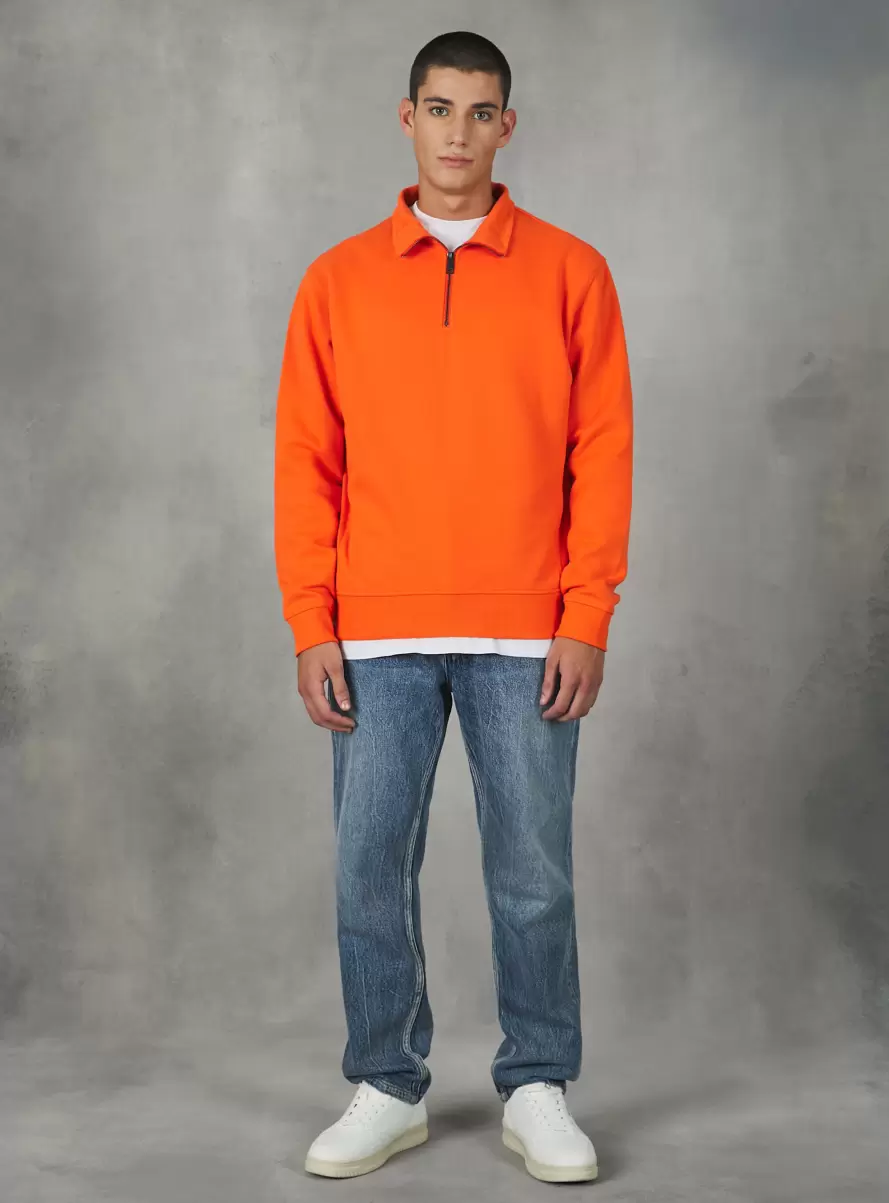 Sweatshirts Or2 Orange Med. Plain-Coloured Half-Neck Sweatshirt Men - 1