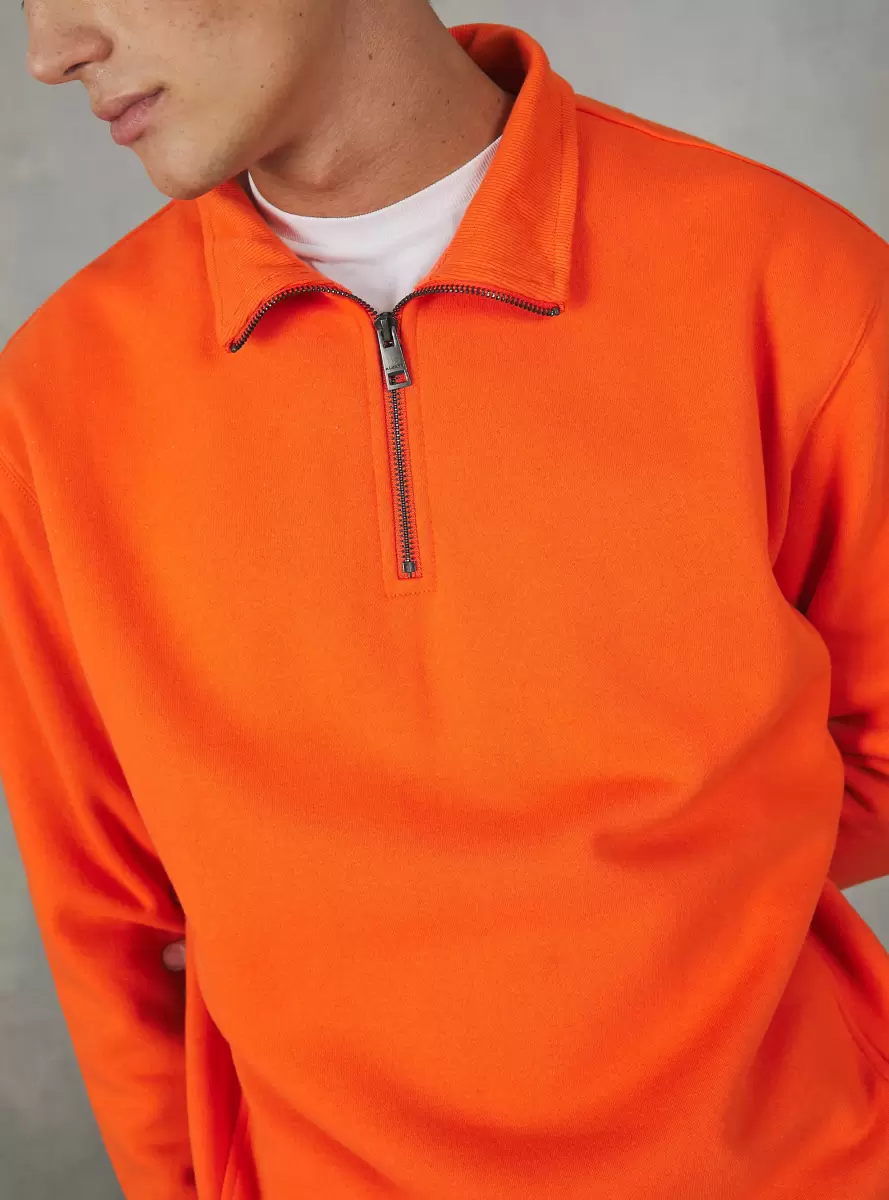 Sweatshirts Or2 Orange Med. Plain-Coloured Half-Neck Sweatshirt Men - 2