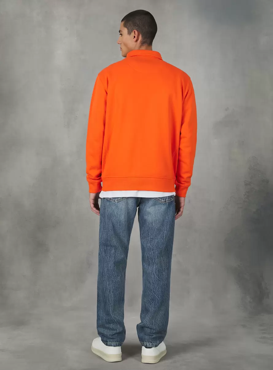 Sweatshirts Or2 Orange Med. Plain-Coloured Half-Neck Sweatshirt Men - 3