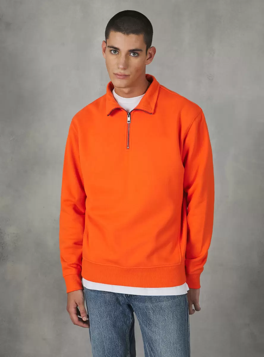Sweatshirts Or2 Orange Med. Plain-Coloured Half-Neck Sweatshirt Men