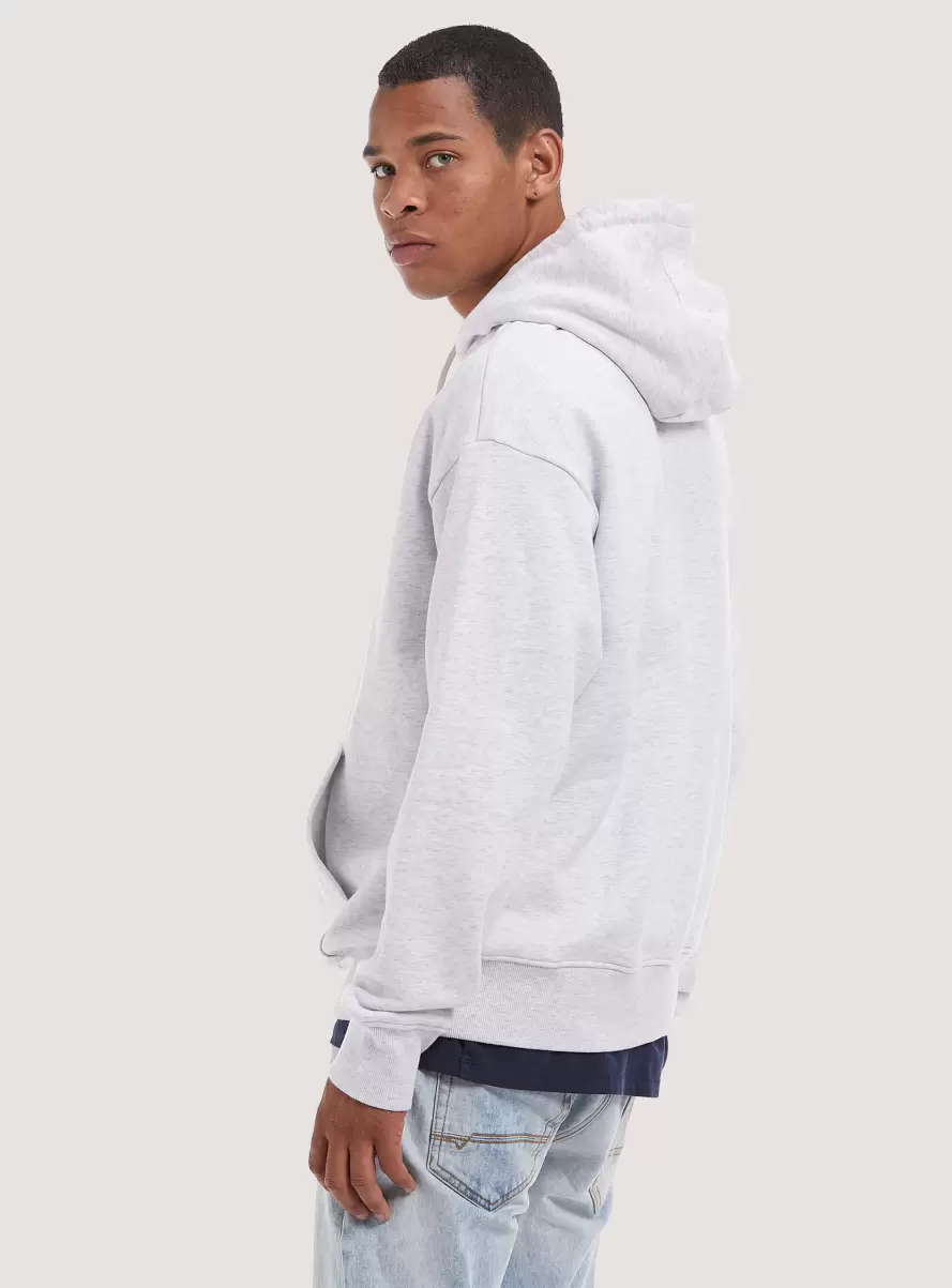 Mgy3 Grey Mel Light Sweatshirt With Print And Hood Sweatshirts Men - 2