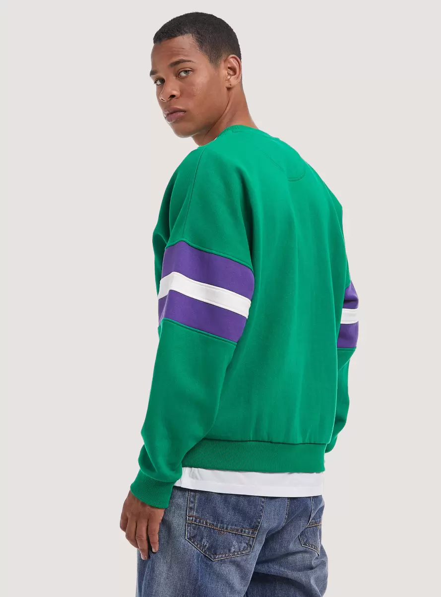 Men Varsity Print Sweatshirt Gn2 Green Medium Sweatshirts - 2