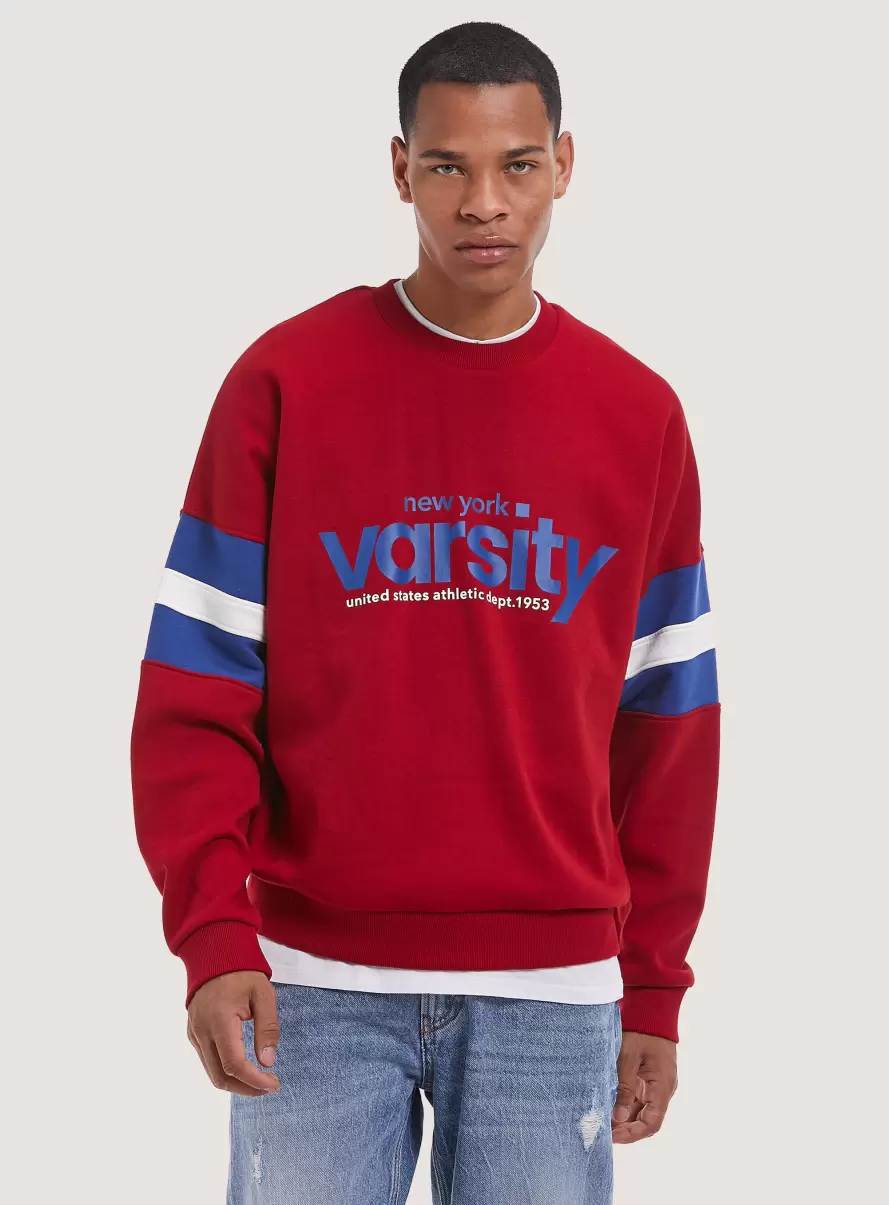 Rd2 Red Medium Varsity Print Sweatshirt Men Sweatshirts - 1