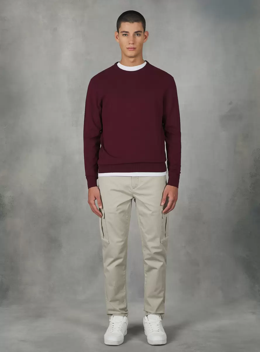 Men Bo2 Bordeaux Medium Round-Neck Pullover Made Of Sustainable Viscose Ecovero Sweaters - 1