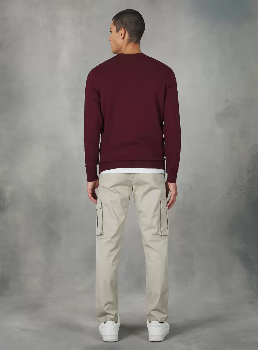 Men Bo2 Bordeaux Medium Round-Neck Pullover Made Of Sustainable Viscose Ecovero Sweaters - 3
