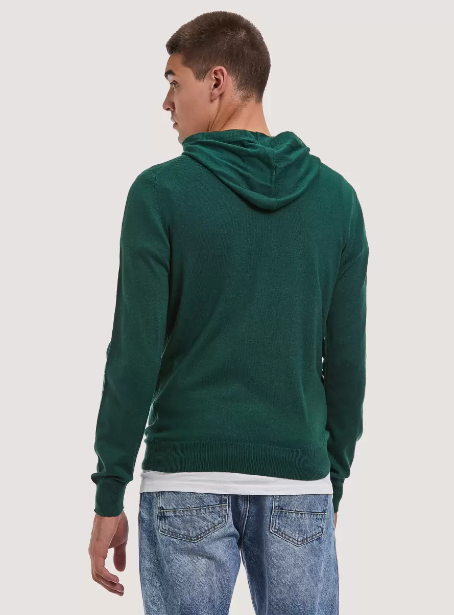 Gn1 Green Dark Men Sweaters Hooded Pullover - 2