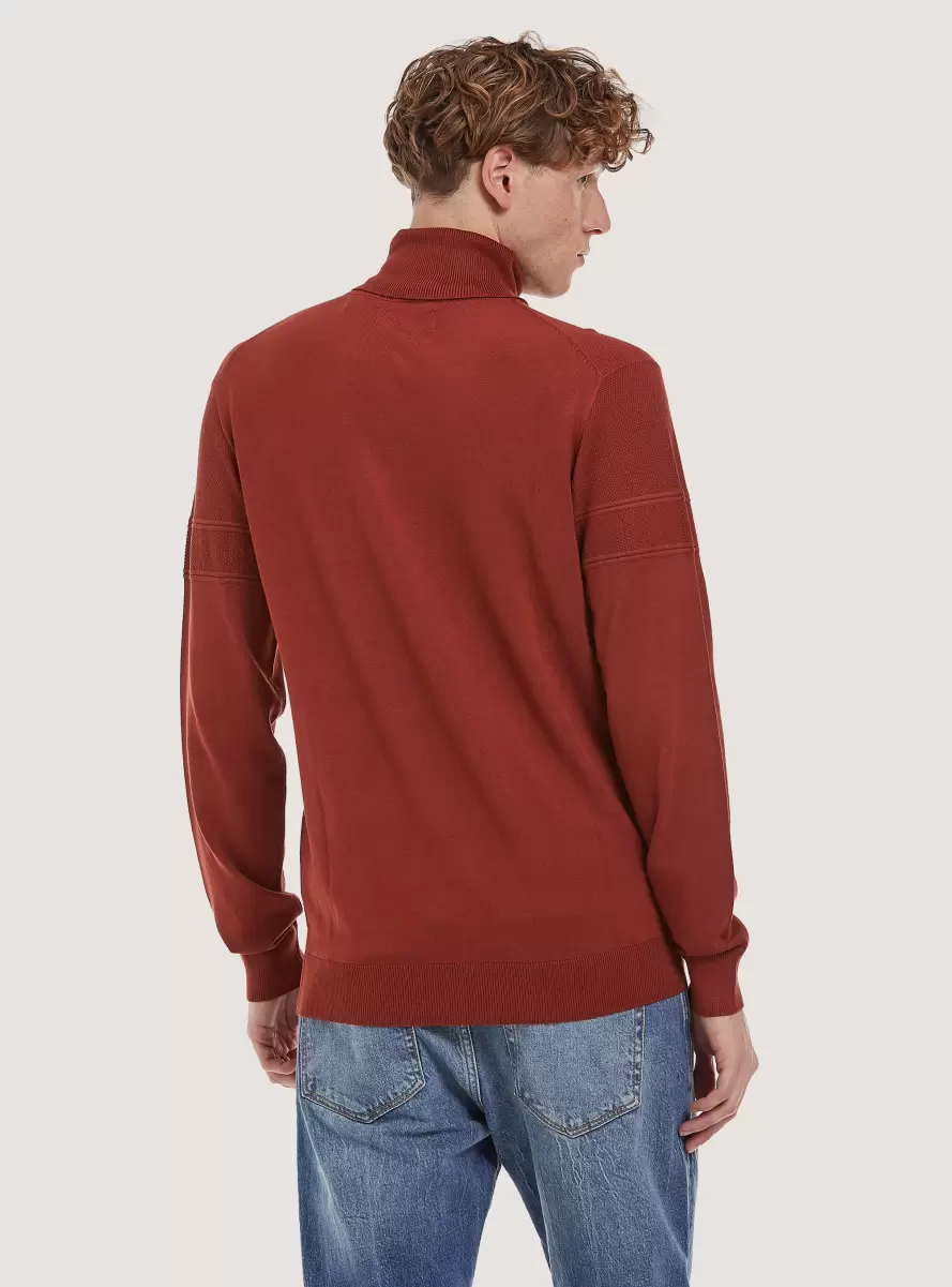 Men Rt2 Rusty Medium Fine Turtleneck Pullover With Soft Viscose Texture Sweaters - 2